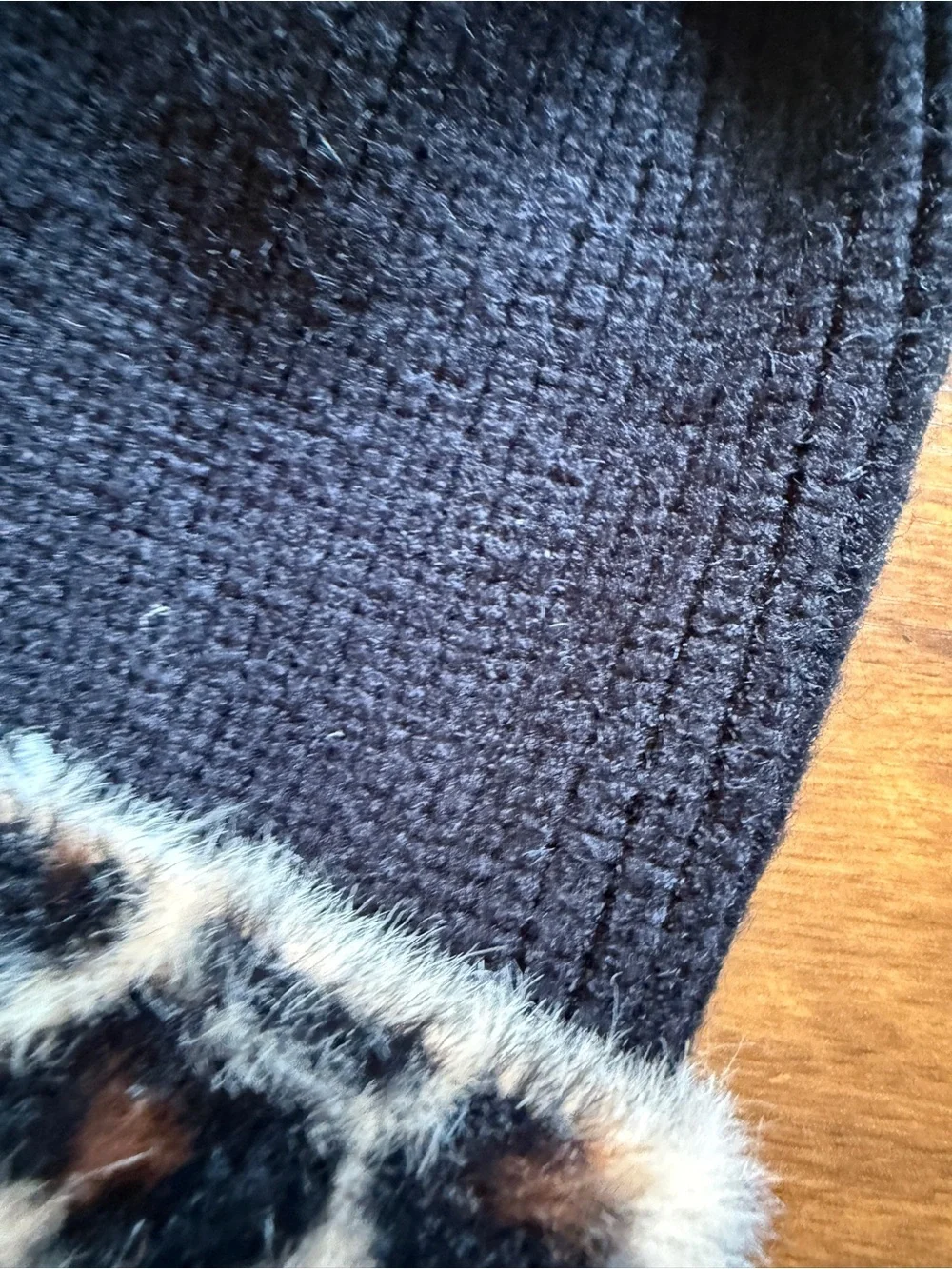 Black Beanie with Leopard Faux-Fur Cuff